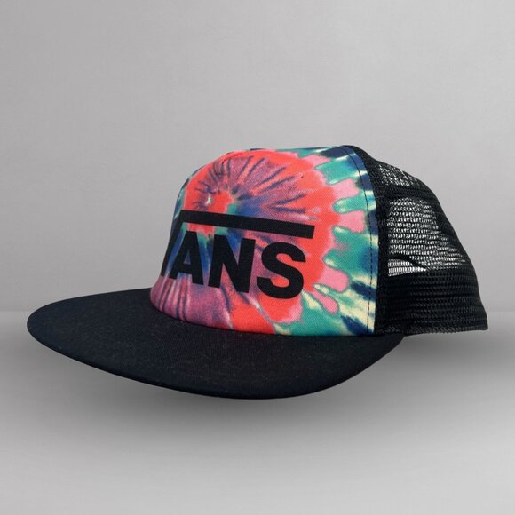 Vans Black Mesh Trucker Hat with Pink Tie Dye – Adjustable Snapback One Size - Picture 4 of 6